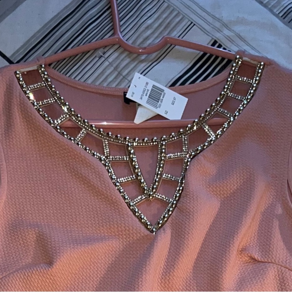 Mauve Color Dress with Rhinestone